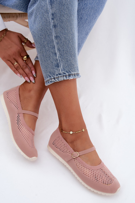 Mesh ballerina's met bandjes in roze Chicca