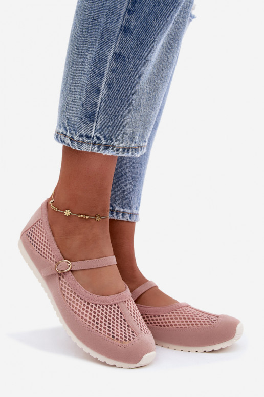 Mesh ballerina's met bandjes in roze Chicca