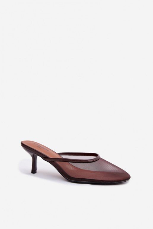 Mesh slippers met dunne hakken CzekoladoĮe Calmio