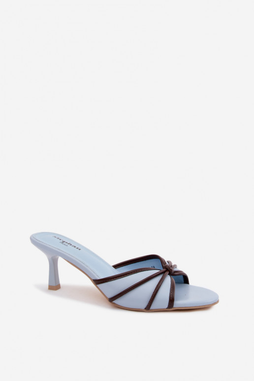 Dameslippers met dunne hakken van faux leather in blauw Orchidia