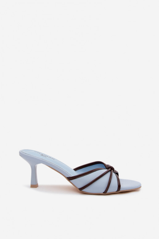 Dameslippers met dunne hakken van faux leather in blauw Orchidia