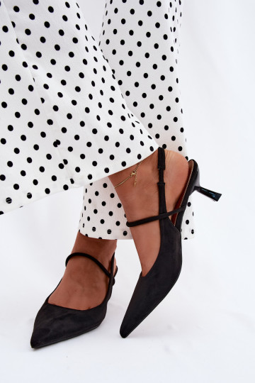 Dames sandalen met hakken in zwarte faux suede Tai turirshia 2