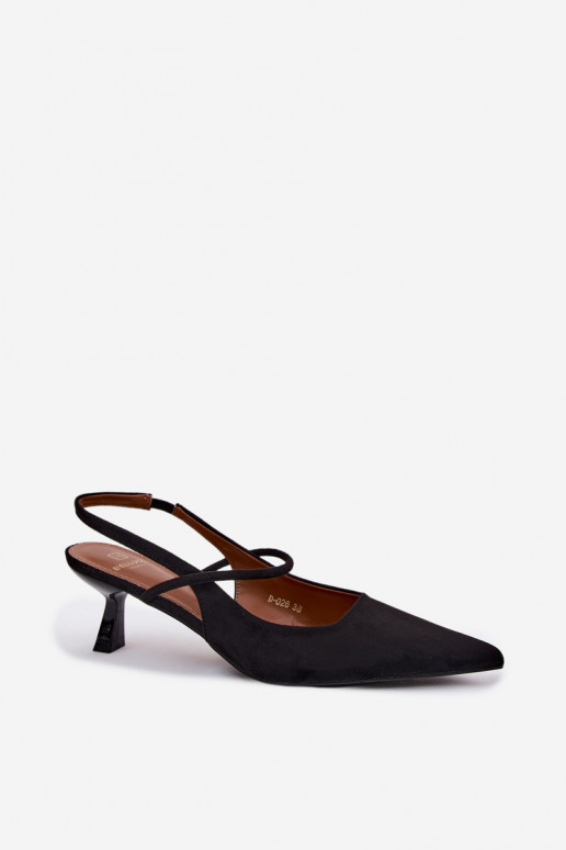 Dames sandalen met hakken in zwarte faux suede Tai turirshia