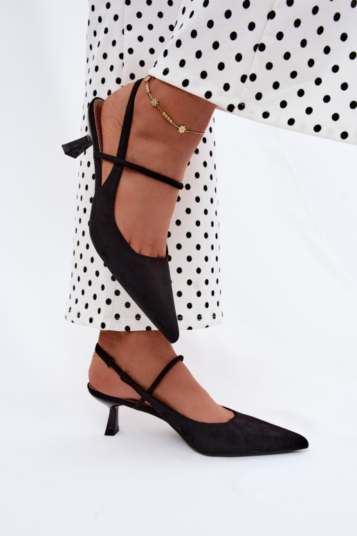 Dames sandalen met hakken in zwarte faux suede Tai turirshia