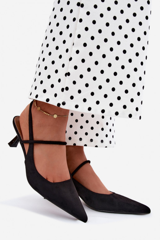Dames sandalen met hakken in zwarte faux suede Tai turirshia