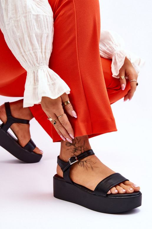 Dames zwarte platformsandalen Casen