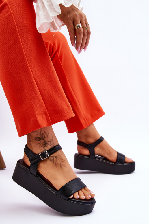 Dames zwarte platformsandalen Casen