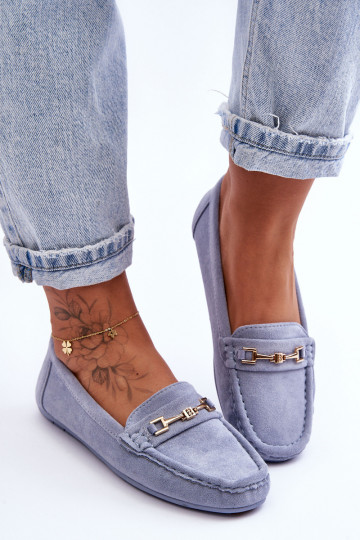 Klassieke blauwe dames suède mocassins Corinell