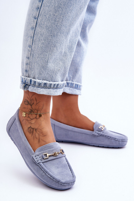 Klassieke blauwe dames suède mocassins Corinell