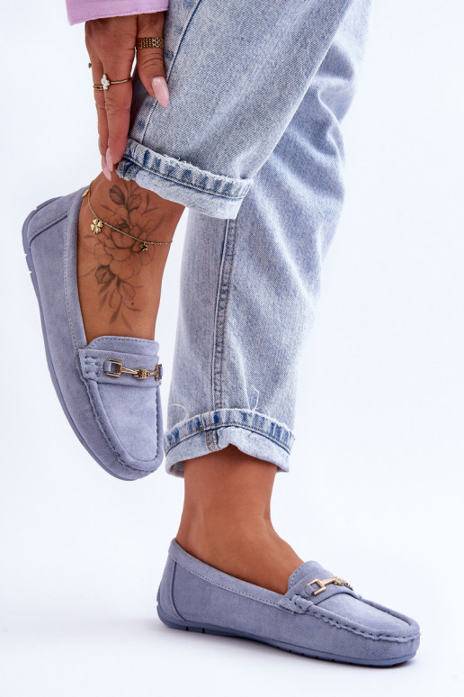 Klassieke blauwe dames suède mocassins Corinell