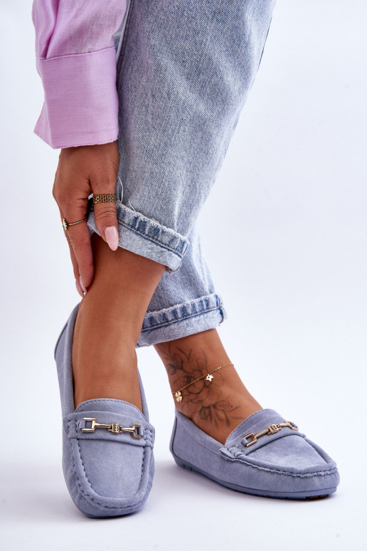 Klassieke blauwe dames suède mocassins Corinell