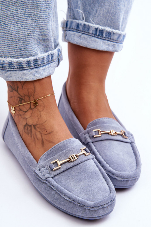 Klassieke blauwe dames suède mocassins Corinell