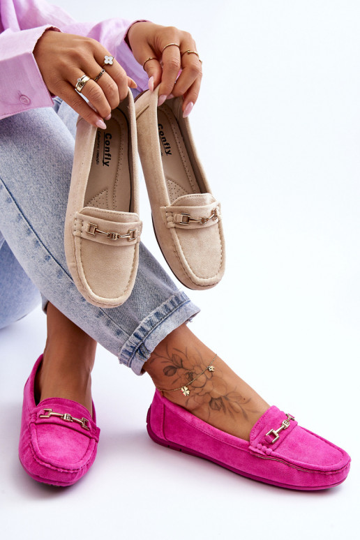 Klassieke roze dames suède mocassins Corinell