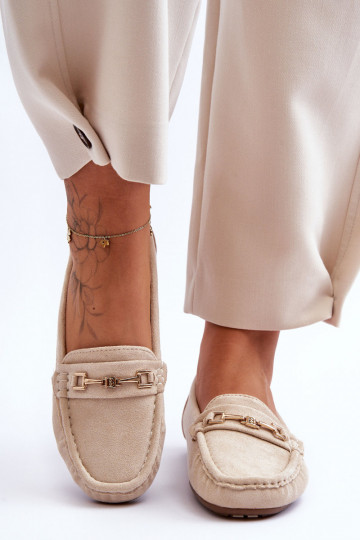 Klassieke zandkleurige dames suède mocassins Corinell 2