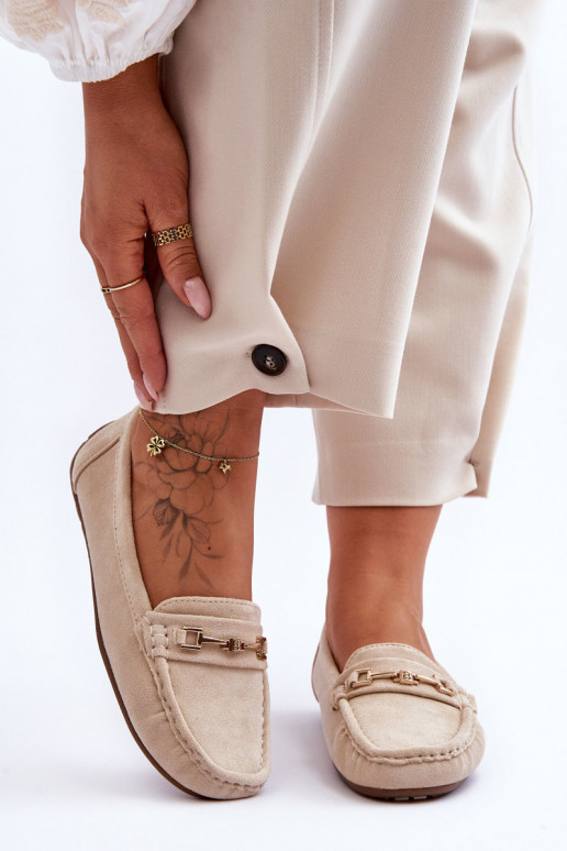 Klassieke zandkleurige dames suède mocassins Corinell