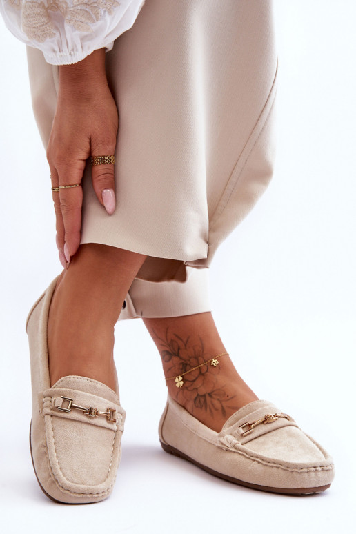 Klassieke zandkleurige dames suède mocassins Corinell