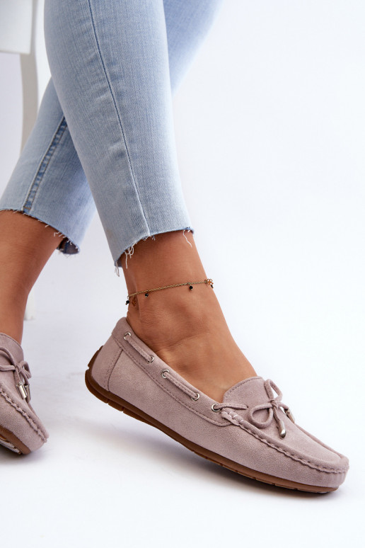Elegante paarse suède mocassins Si Passione