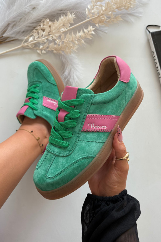 Groene dames suède sneakers Vinceza 79576
