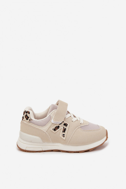 Beige kindersneakers met klittenbandsluiting Galisse
