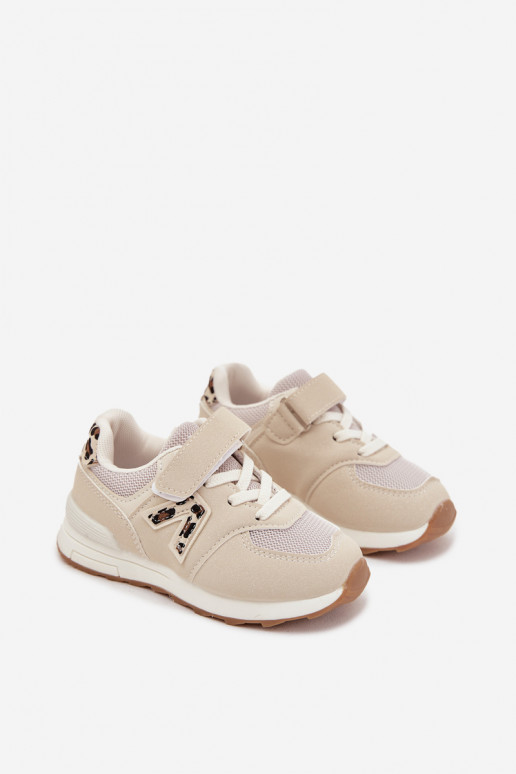Beige kindersneakers met klittenbandsluiting Galisse
