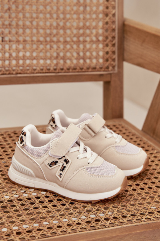Beige kindersneakers met klittenbandsluiting Galisse