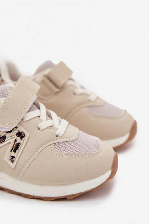 Beige kindersneakers met klittenbandsluiting Galisse