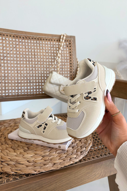 Beige kindersneakers met klittenbandsluiting Galisse