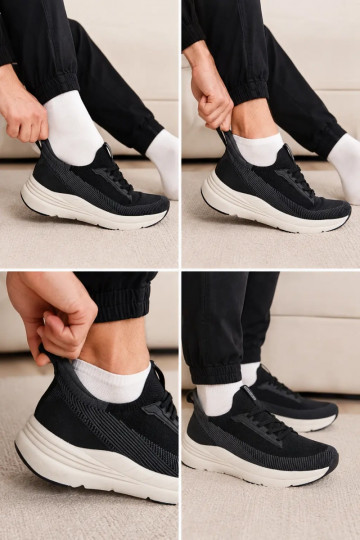 Heren instap sportschoenen met platform Kobbo 102421 zwart