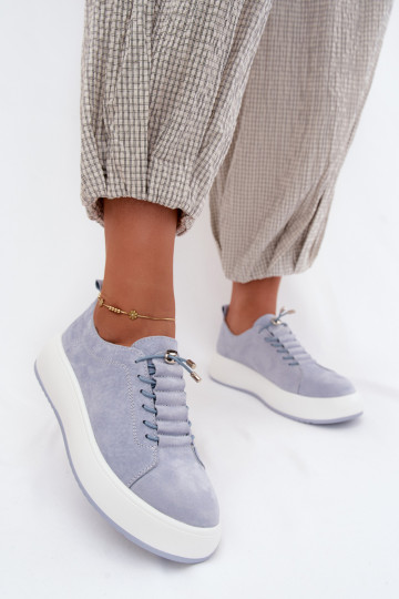 Blauwe platformsneakers van faux suede Blushy 2