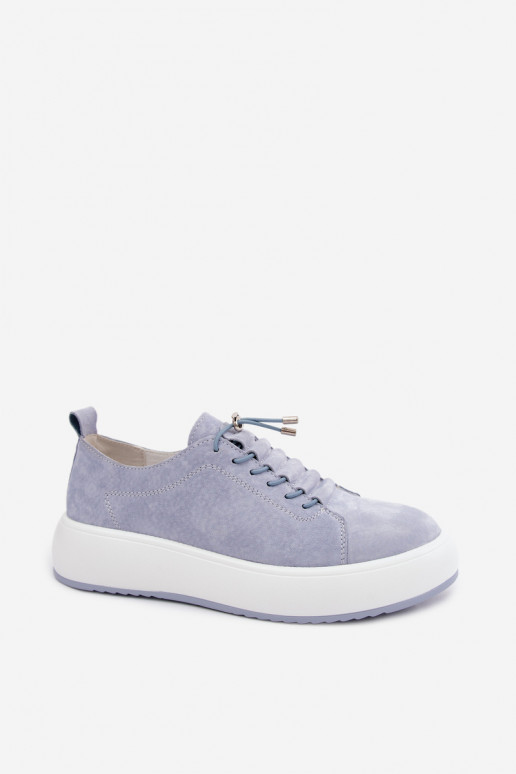 Blauwe platformsneakers van faux suede Blushy