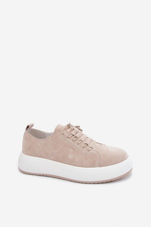 Beige platformsneakers van faux suede Blushy