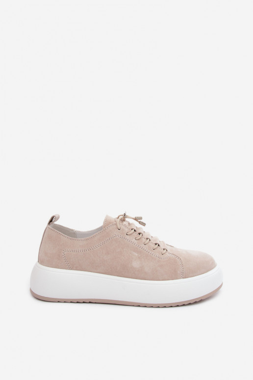 Beige platformsneakers van faux suede Blushy