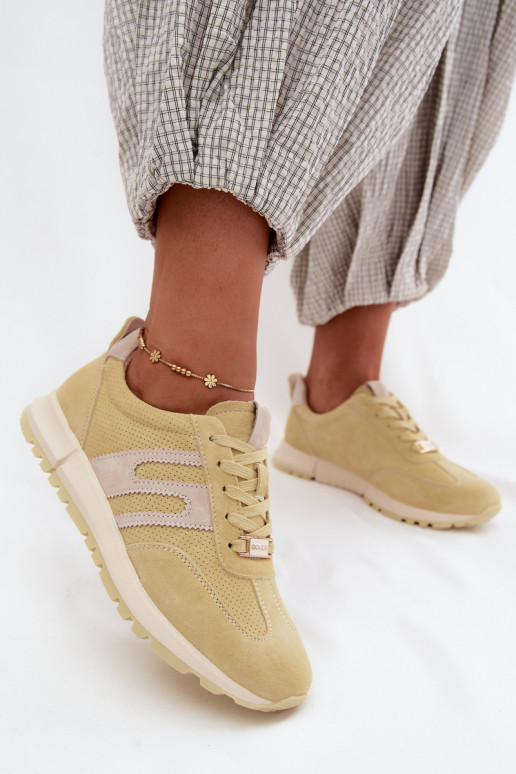 Gele dames sneakers Lovey van faux suede