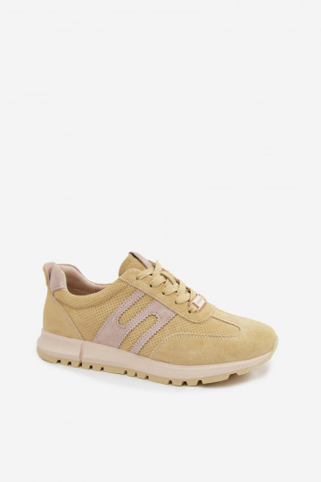 Gele dames sneakers Lovey van faux suede 2