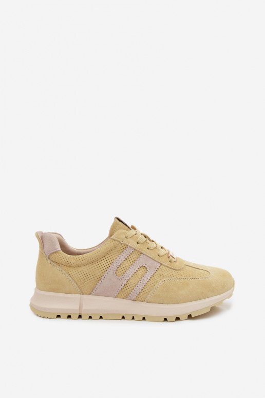 Gele dames sneakers Lovey van faux suede