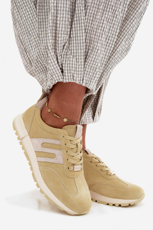 Gele dames sneakers Lovey van faux suede
