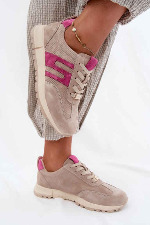 sportschoenen Sneakers model schoenenOpturalnego van suèdeu Dames beige Lovey
