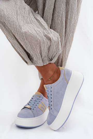 Sneakers model schoenen Dames met platform natuurlijk suèdeoIna blauIn Salima 2