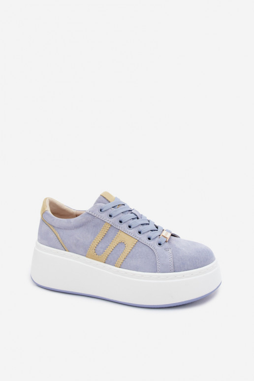 Sneakers model schoenen Dames met platform natuurlijk suèdeoIna blauIn Salima