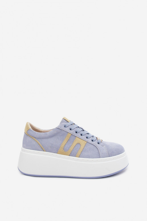 Sneakers model schoenen Dames met platform natuurlijk suèdeoIna blauIn Salima