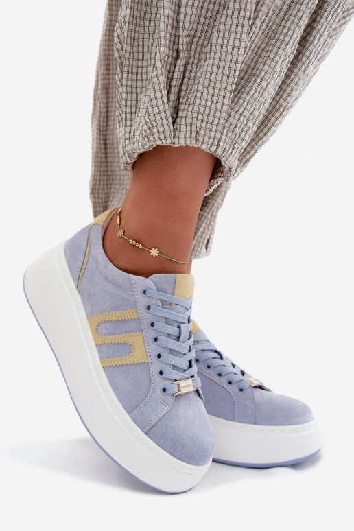 Sneakers model schoenen Dames met platform natuurlijk suèdeoIna blauIn Salima