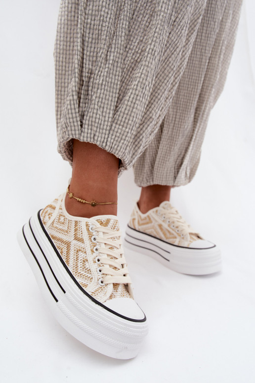 Laag Vrijetijdsschoenen met platform INit-gouden kleur Medina