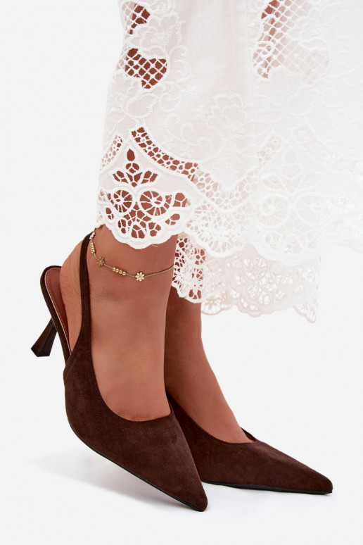 Damesandalen met dunne hakken van faux suede Saria
