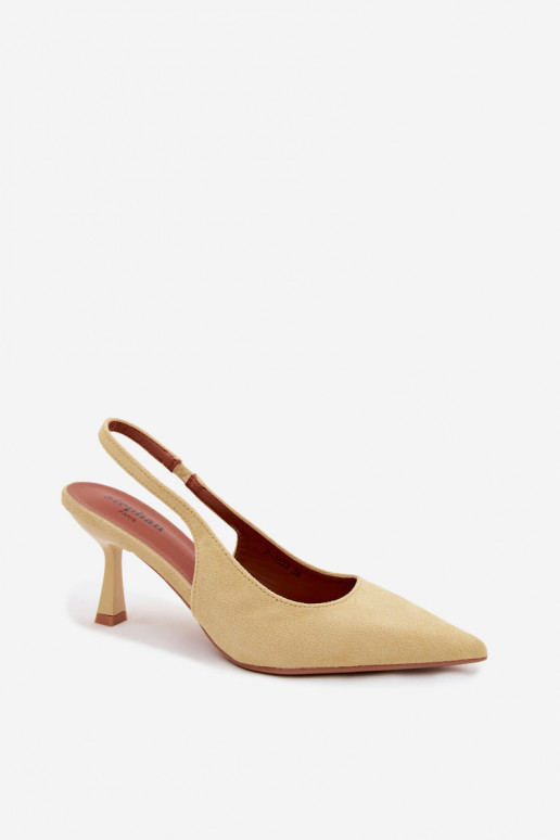 Gele damesandalen met dunne hakken van faux suede Saria