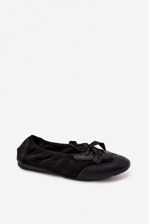 Zwarte sportieve ballerina's met stijlvolle details Peonia