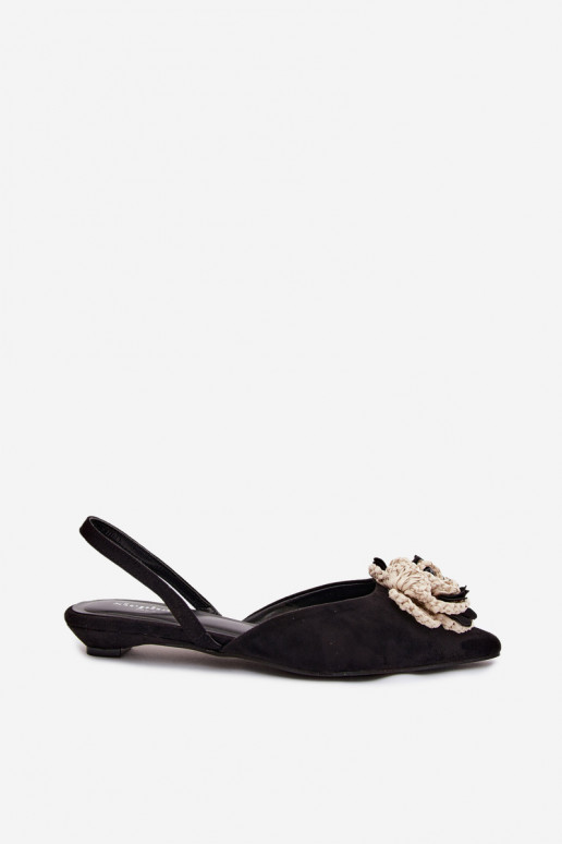 Dames sandalen met decoratie in zwarte faux suede Gardenia