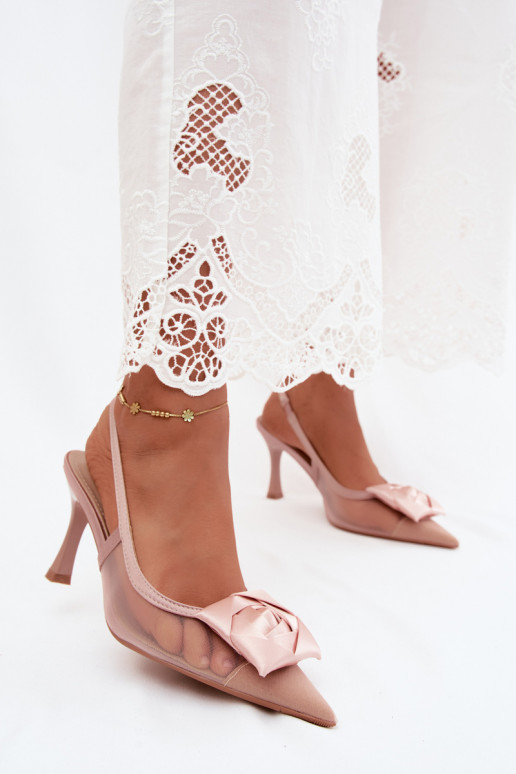 Gaas sandalen met ornamenten met hakken Typu Klepsydra Szampańskie Jasmina