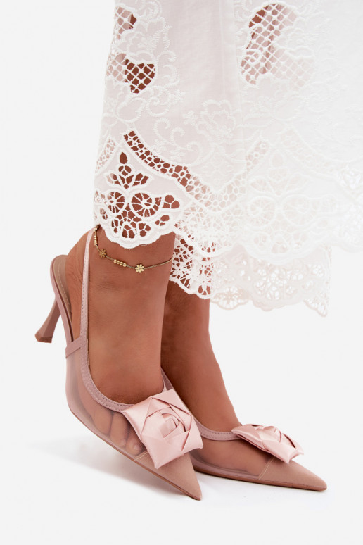 Gaas sandalen met ornamenten met hakken Typu Klepsydra Szampańskie Jasmina
