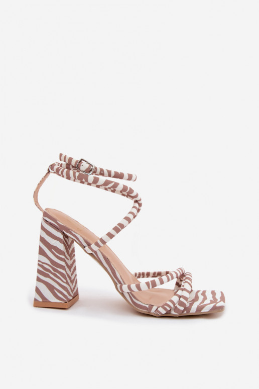 Hoge hakken sandalen in zand Zebra Josette