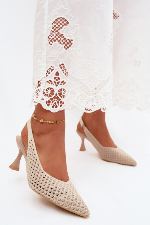 met elementen van opengeInerkt materiaal Sandalen met hoge hak Typu Klepsydra beige Cherryla